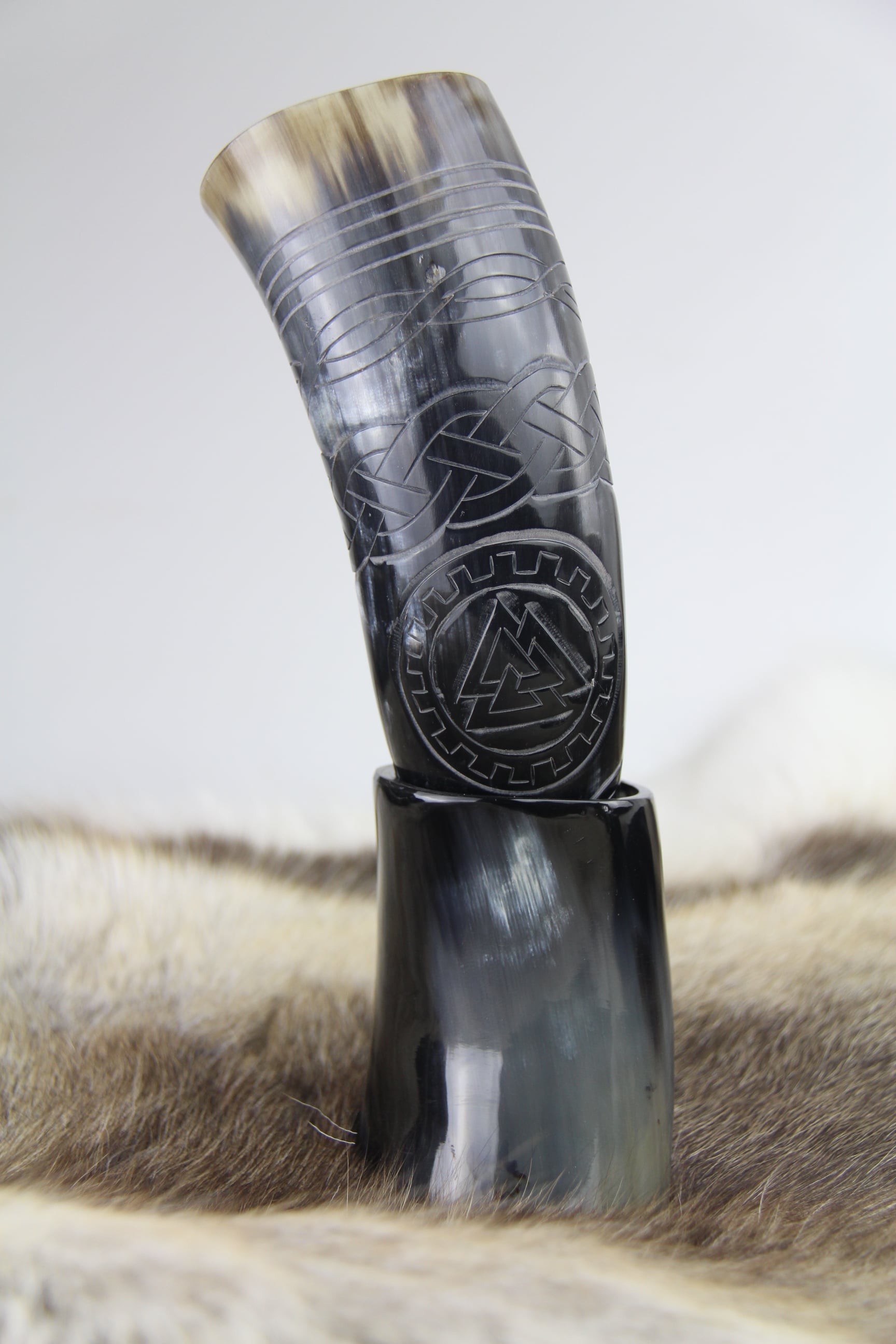 Valknut Drinking Horn - Detail View